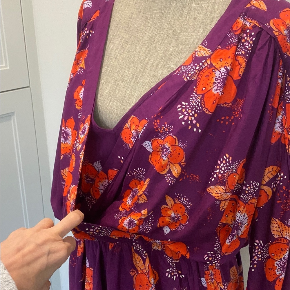 Free People Tuscan Dreams Tunic dress Plum Bell Sleeve size Medium NWT - Picture 6 of 16